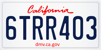 CA license plate 6TRR403