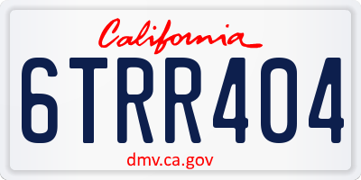 CA license plate 6TRR404