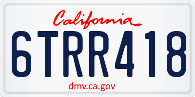 CA license plate 6TRR418
