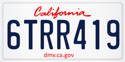 CA license plate 6TRR419