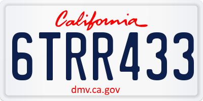 CA license plate 6TRR433