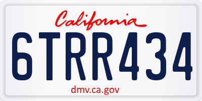 CA license plate 6TRR434