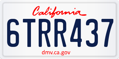 CA license plate 6TRR437