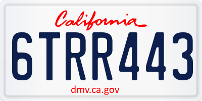CA license plate 6TRR443