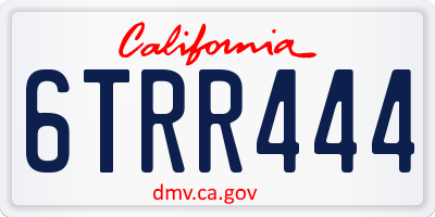CA license plate 6TRR444