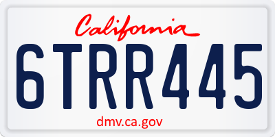 CA license plate 6TRR445