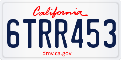 CA license plate 6TRR453
