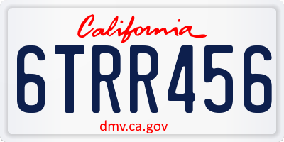 CA license plate 6TRR456