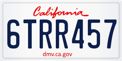 CA license plate 6TRR457