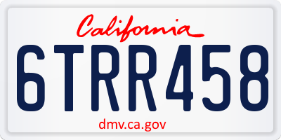 CA license plate 6TRR458