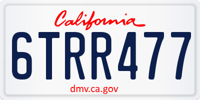 CA license plate 6TRR477