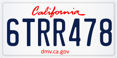 CA license plate 6TRR478