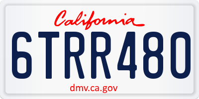 CA license plate 6TRR480