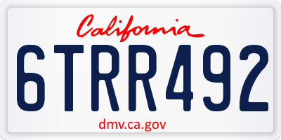 CA license plate 6TRR492