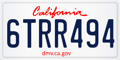 CA license plate 6TRR494