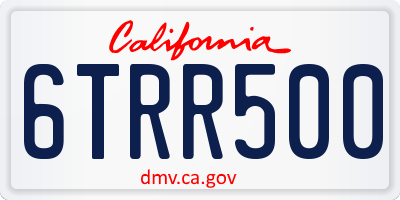CA license plate 6TRR500