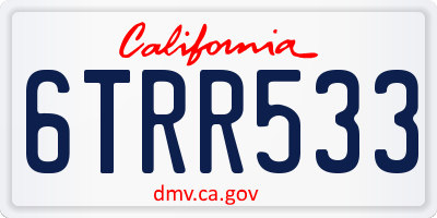 CA license plate 6TRR533