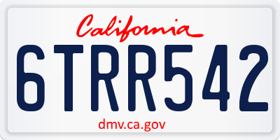 CA license plate 6TRR542