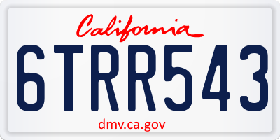 CA license plate 6TRR543