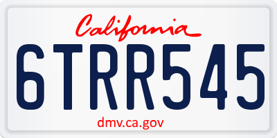 CA license plate 6TRR545