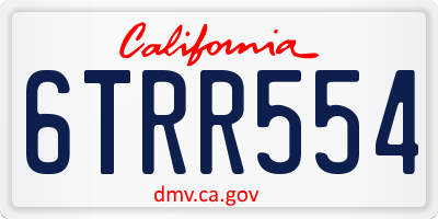 CA license plate 6TRR554