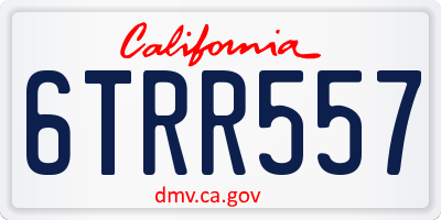 CA license plate 6TRR557