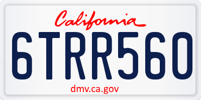 CA license plate 6TRR560