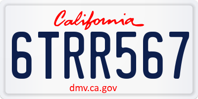 CA license plate 6TRR567