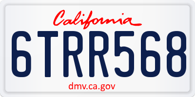 CA license plate 6TRR568