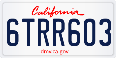 CA license plate 6TRR603