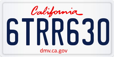 CA license plate 6TRR630