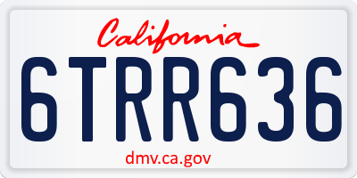 CA license plate 6TRR636