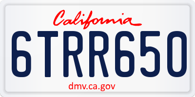 CA license plate 6TRR650