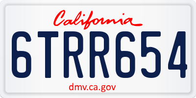 CA license plate 6TRR654