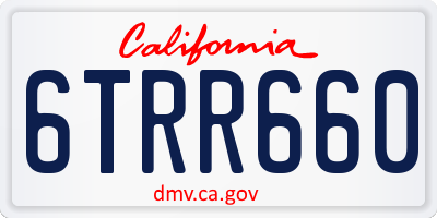 CA license plate 6TRR660