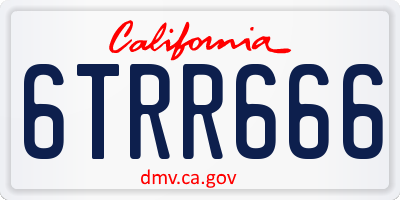 CA license plate 6TRR666