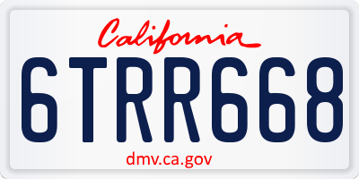 CA license plate 6TRR668