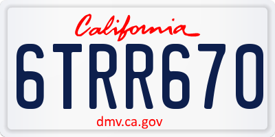 CA license plate 6TRR670