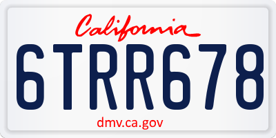 CA license plate 6TRR678