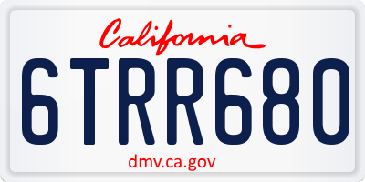 CA license plate 6TRR680