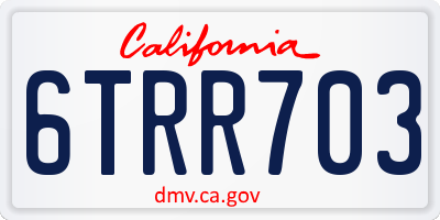 CA license plate 6TRR703