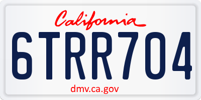 CA license plate 6TRR704