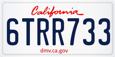 CA license plate 6TRR733