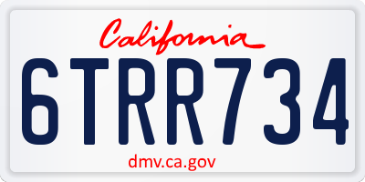 CA license plate 6TRR734