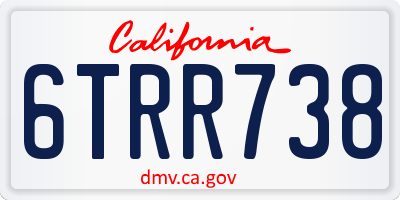 CA license plate 6TRR738