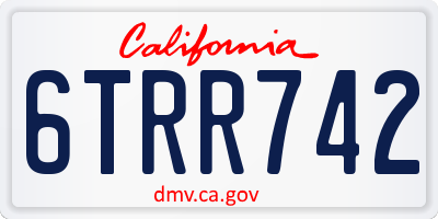 CA license plate 6TRR742