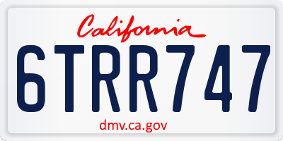 CA license plate 6TRR747