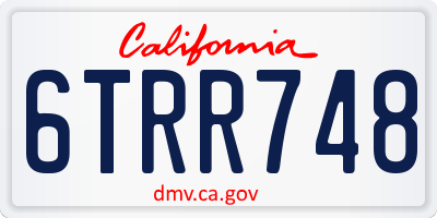 CA license plate 6TRR748