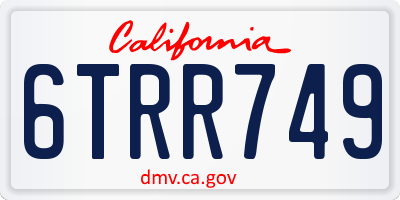 CA license plate 6TRR749