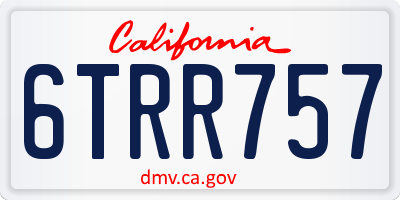 CA license plate 6TRR757